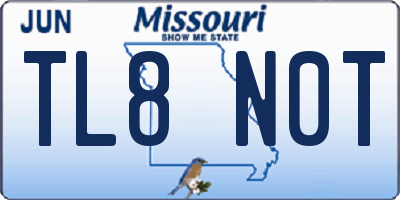MO license plate TL8N0T