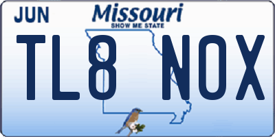 MO license plate TL8N0X