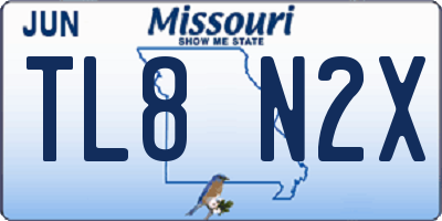 MO license plate TL8N2X