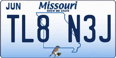 MO license plate TL8N3J
