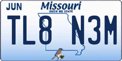MO license plate TL8N3M