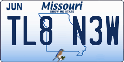 MO license plate TL8N3W