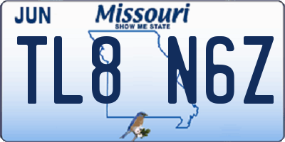 MO license plate TL8N6Z