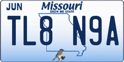 MO license plate TL8N9A