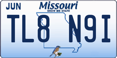 MO license plate TL8N9I