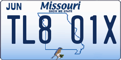 MO license plate TL8O1X