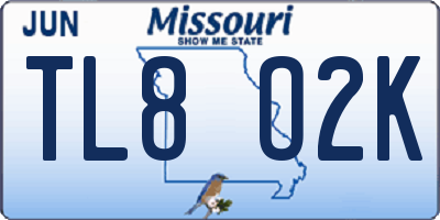 MO license plate TL8O2K