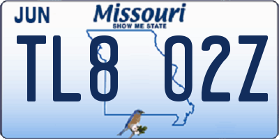 MO license plate TL8O2Z