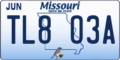 MO license plate TL8O3A