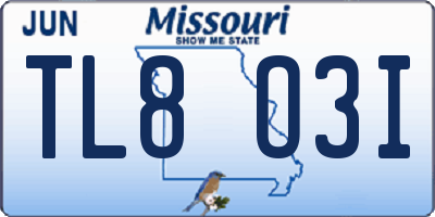 MO license plate TL8O3I