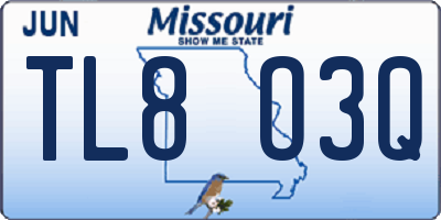 MO license plate TL8O3Q