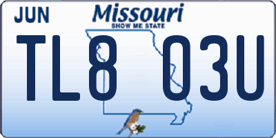 MO license plate TL8O3U