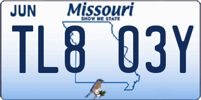 MO license plate TL8O3Y