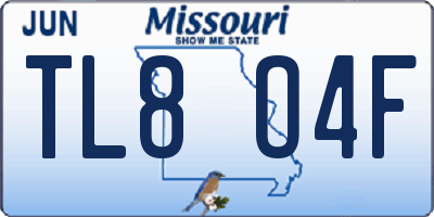 MO license plate TL8O4F