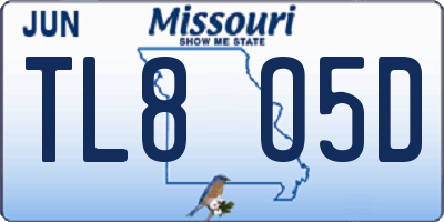 MO license plate TL8O5D