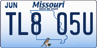MO license plate TL8O5U