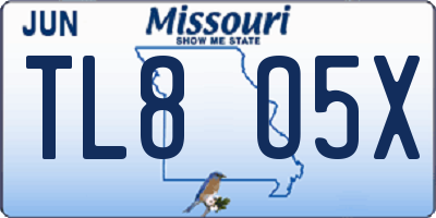 MO license plate TL8O5X