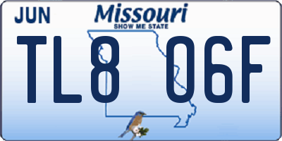 MO license plate TL8O6F