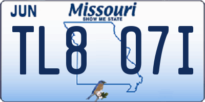 MO license plate TL8O7I
