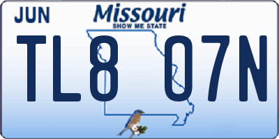 MO license plate TL8O7N