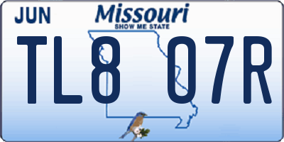 MO license plate TL8O7R