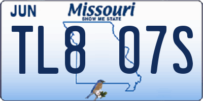 MO license plate TL8O7S
