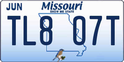 MO license plate TL8O7T