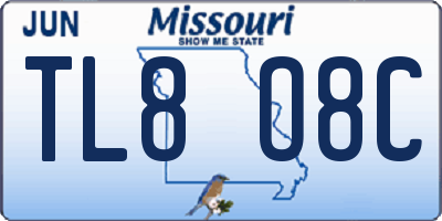 MO license plate TL8O8C