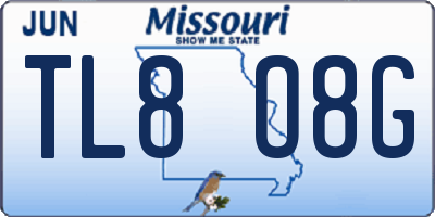 MO license plate TL8O8G
