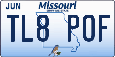 MO license plate TL8P0F