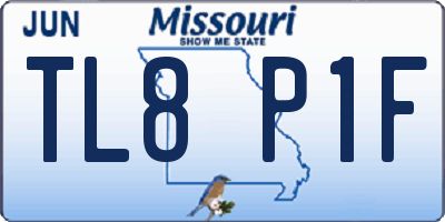 MO license plate TL8P1F