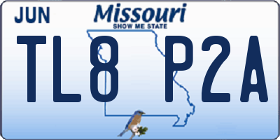 MO license plate TL8P2A