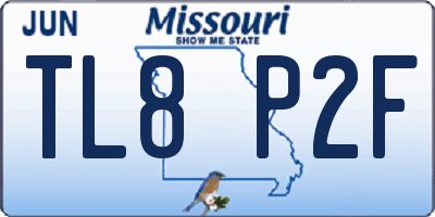 MO license plate TL8P2F