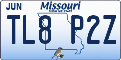 MO license plate TL8P2Z