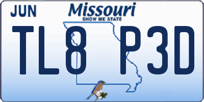 MO license plate TL8P3D
