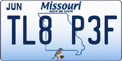 MO license plate TL8P3F