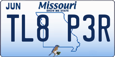 MO license plate TL8P3R