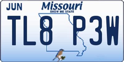 MO license plate TL8P3W