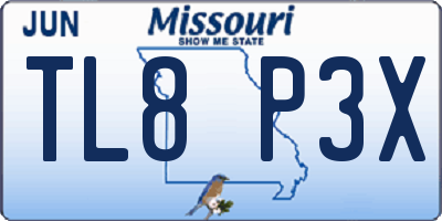 MO license plate TL8P3X