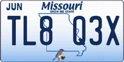 MO license plate TL8Q3X