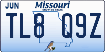MO license plate TL8Q9Z
