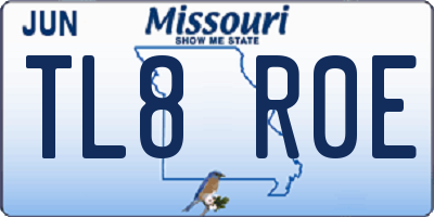 MO license plate TL8R0E