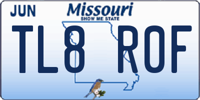 MO license plate TL8R0F