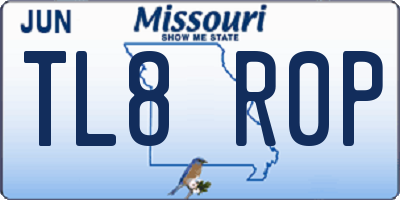 MO license plate TL8R0P