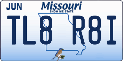 MO license plate TL8R8I