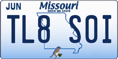MO license plate TL8S0I