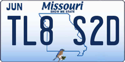 MO license plate TL8S2D