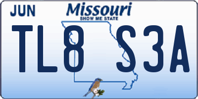 MO license plate TL8S3A