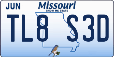 MO license plate TL8S3D