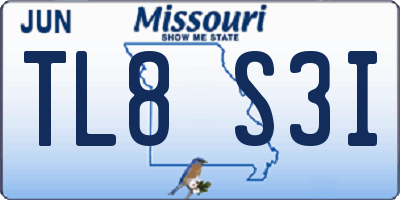 MO license plate TL8S3I